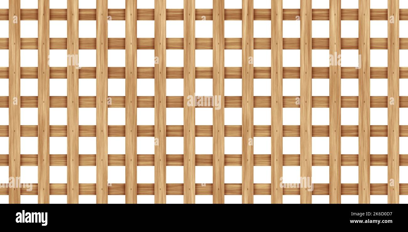 Seamless square grid wood lattice texture isolated on white background