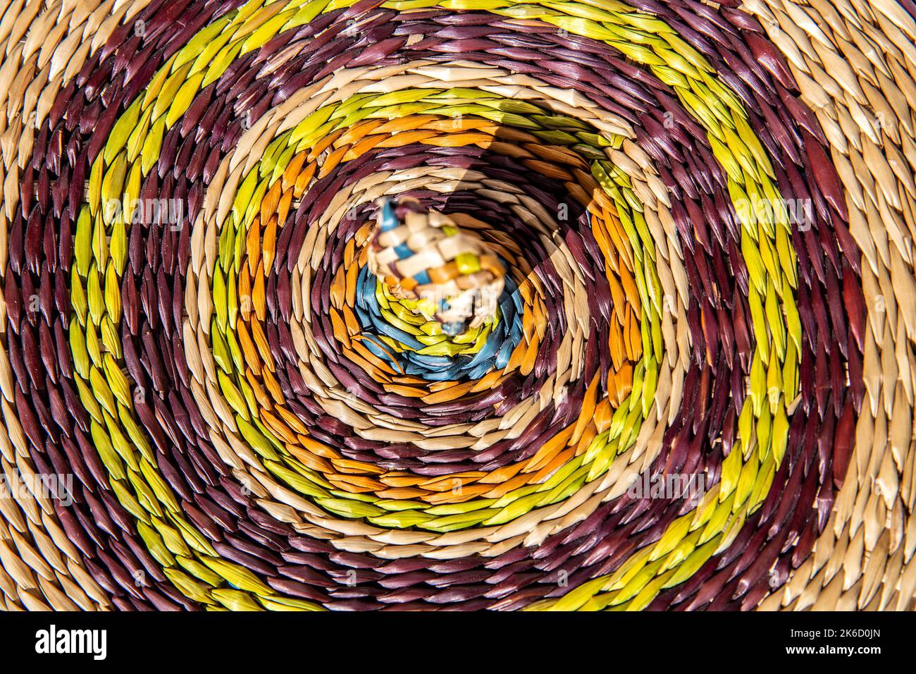 multicolored concentric circles woven with wicker Stock Photo