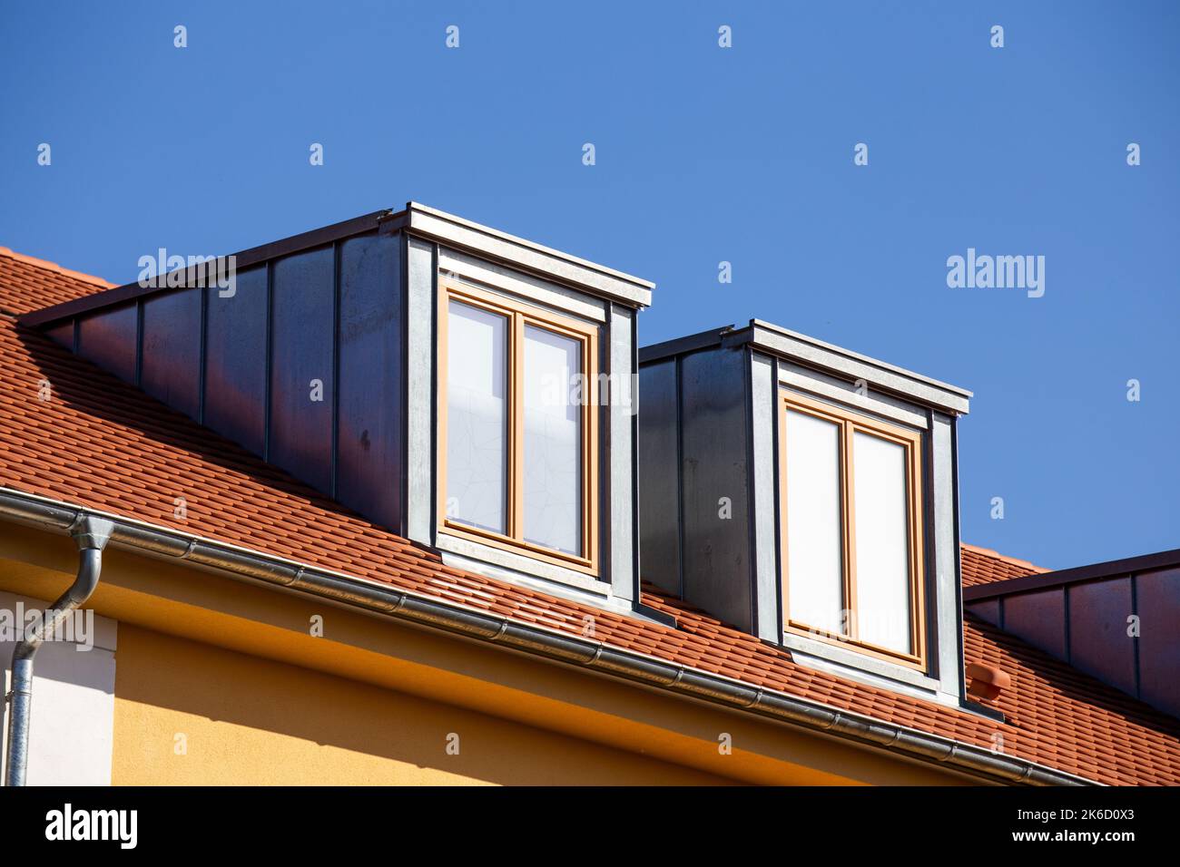 Roof Dormers With Stainless Steel Cladding Stock Photo Alamy