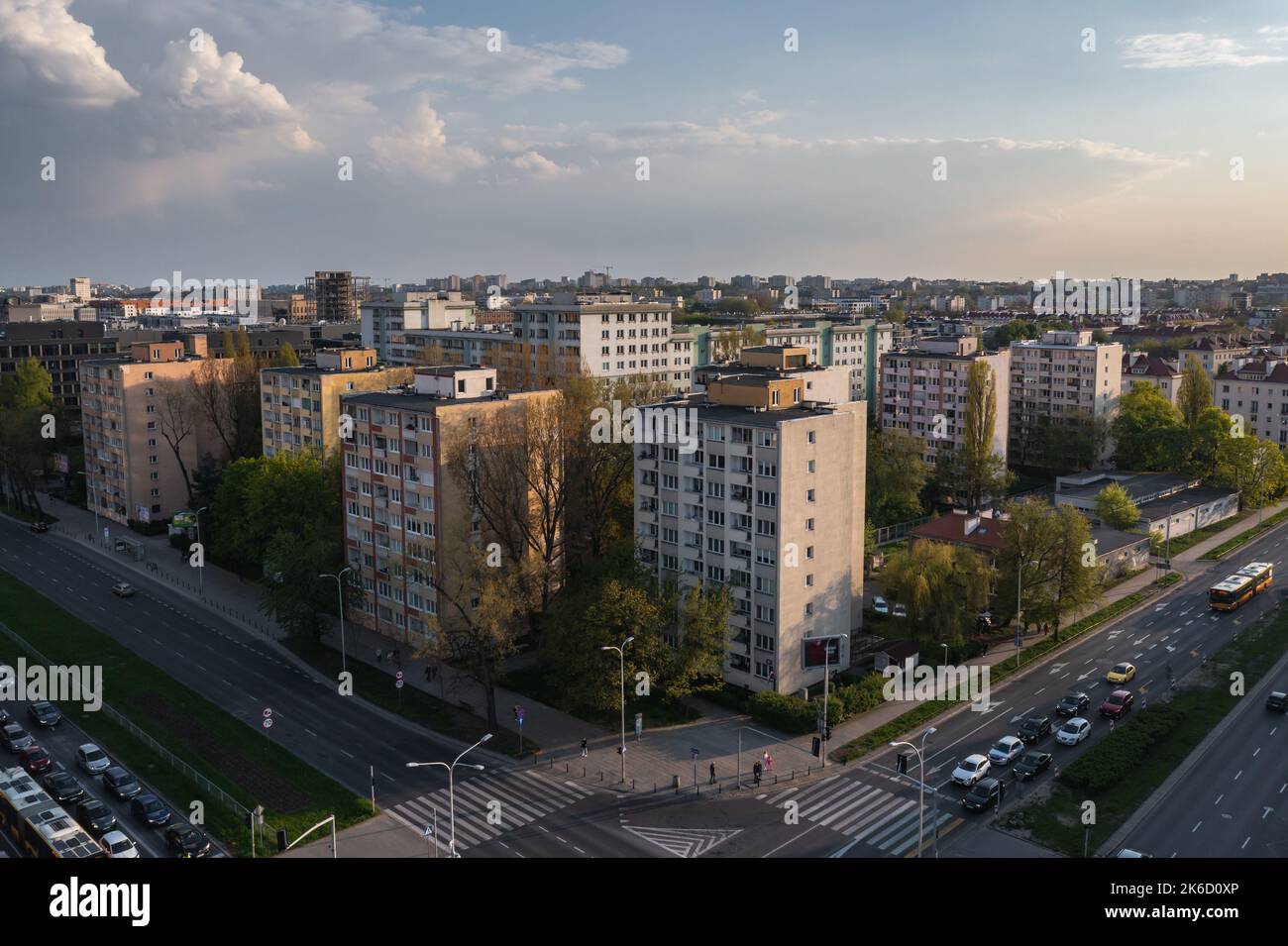 Apartment buildings in Sielce area of Mokotow district in Warsaw, capital of Poland Stock Photo