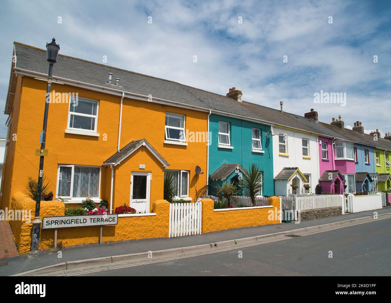 Colourful houses in Westward Ho!, North Devon, England Stock Photo Alamy