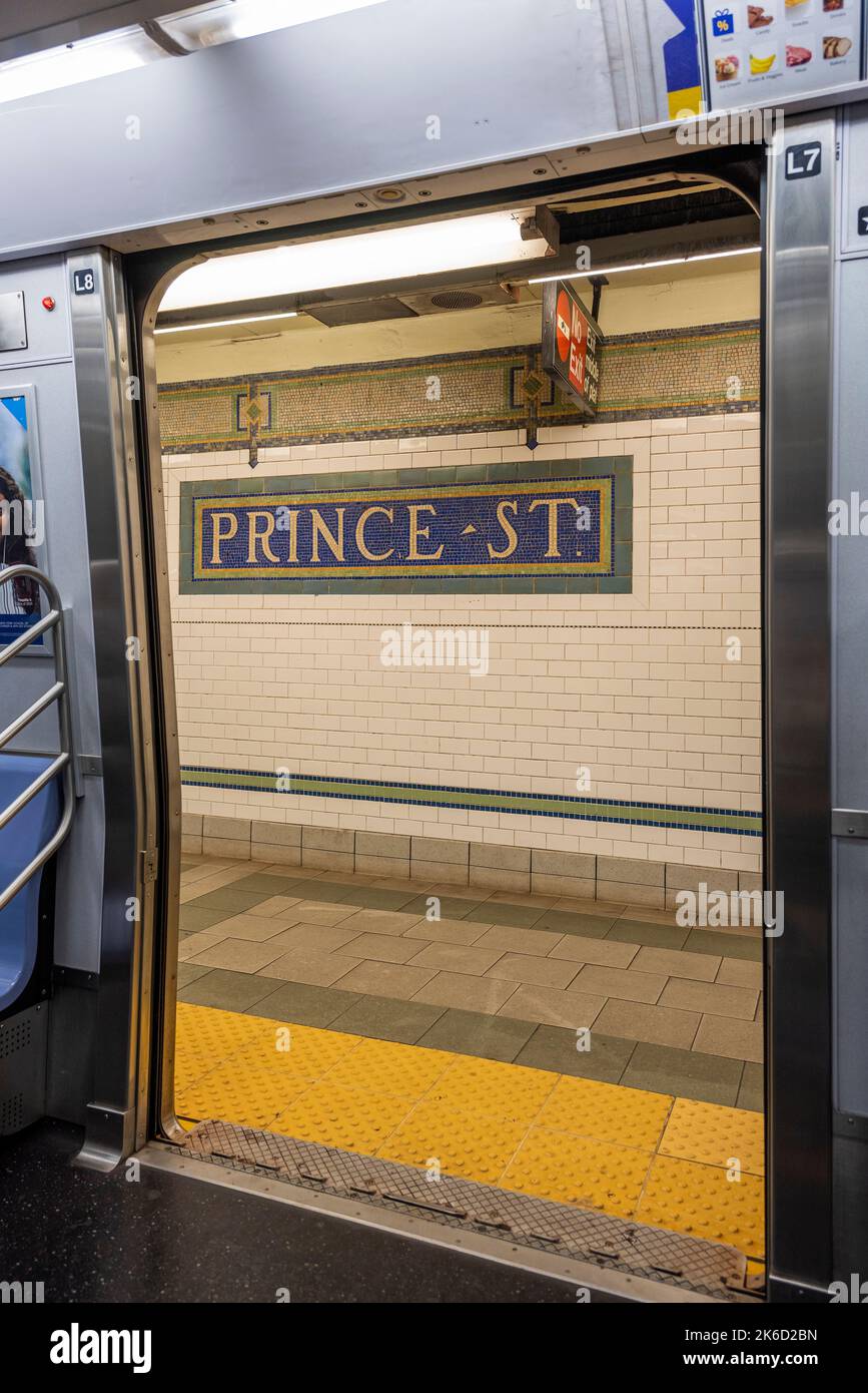 Prince Street subway station, Manhattan, New York, USA Stock Photo
