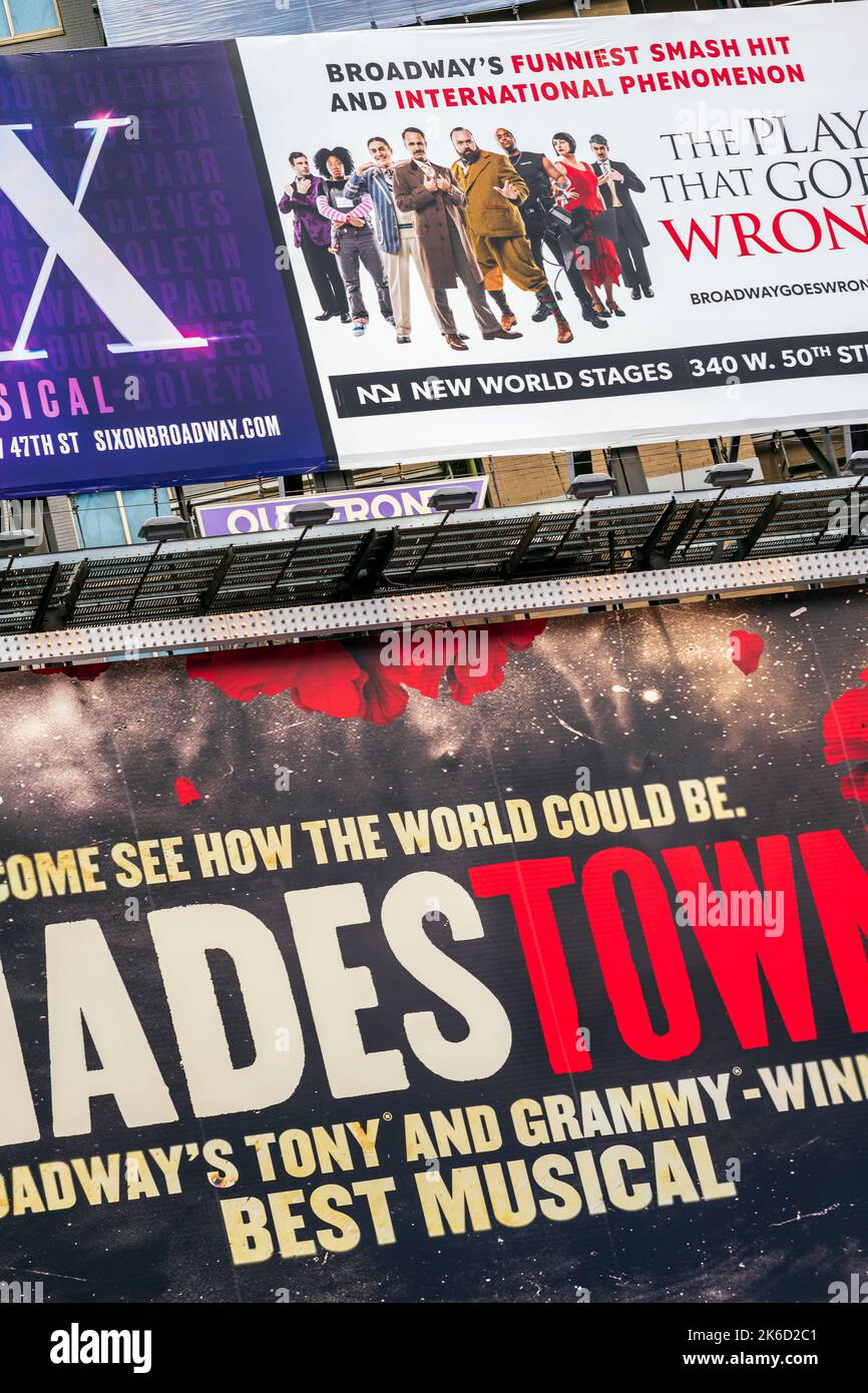 Broadway shows musicals billboard, Times Square, Manhattan, New York