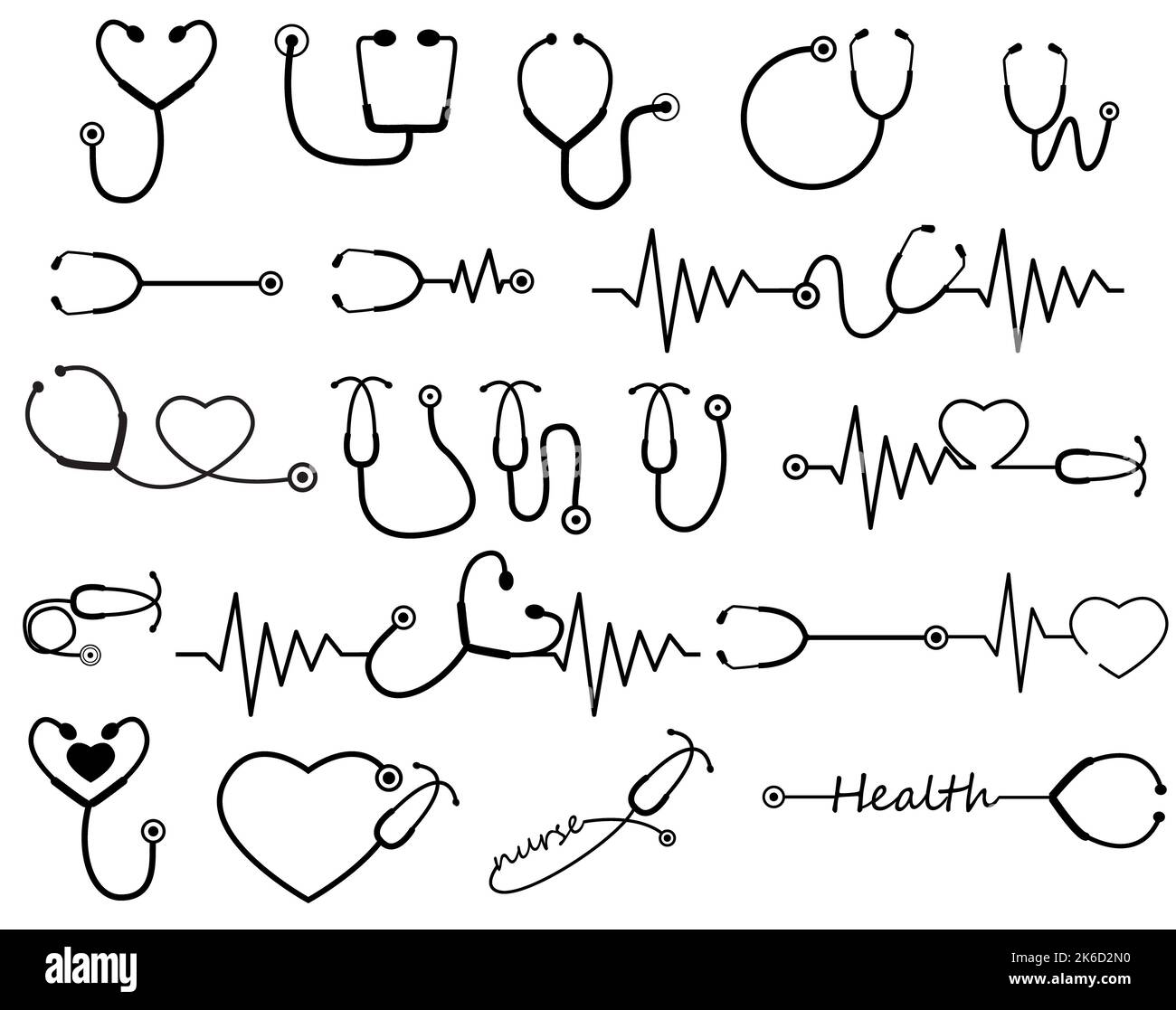 Stethoscope icon on white background. Set of stethoscope sign. Medical