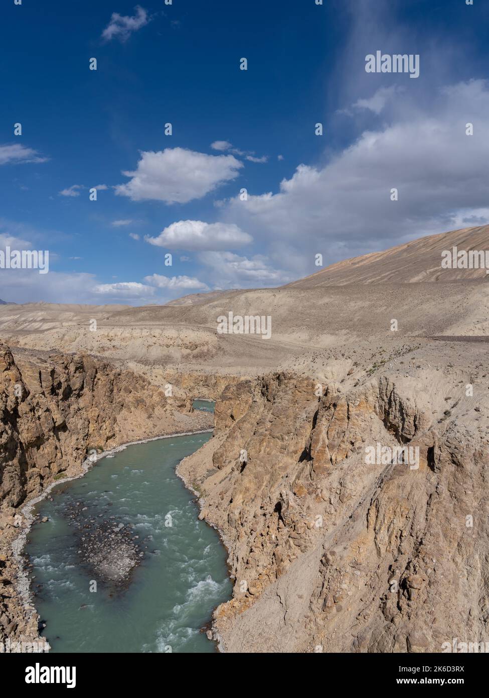 Photo inspiration: High Altitude Canyon Photography Reference: Landscape View Of Pamir River Canyon In High Altitude Mountain