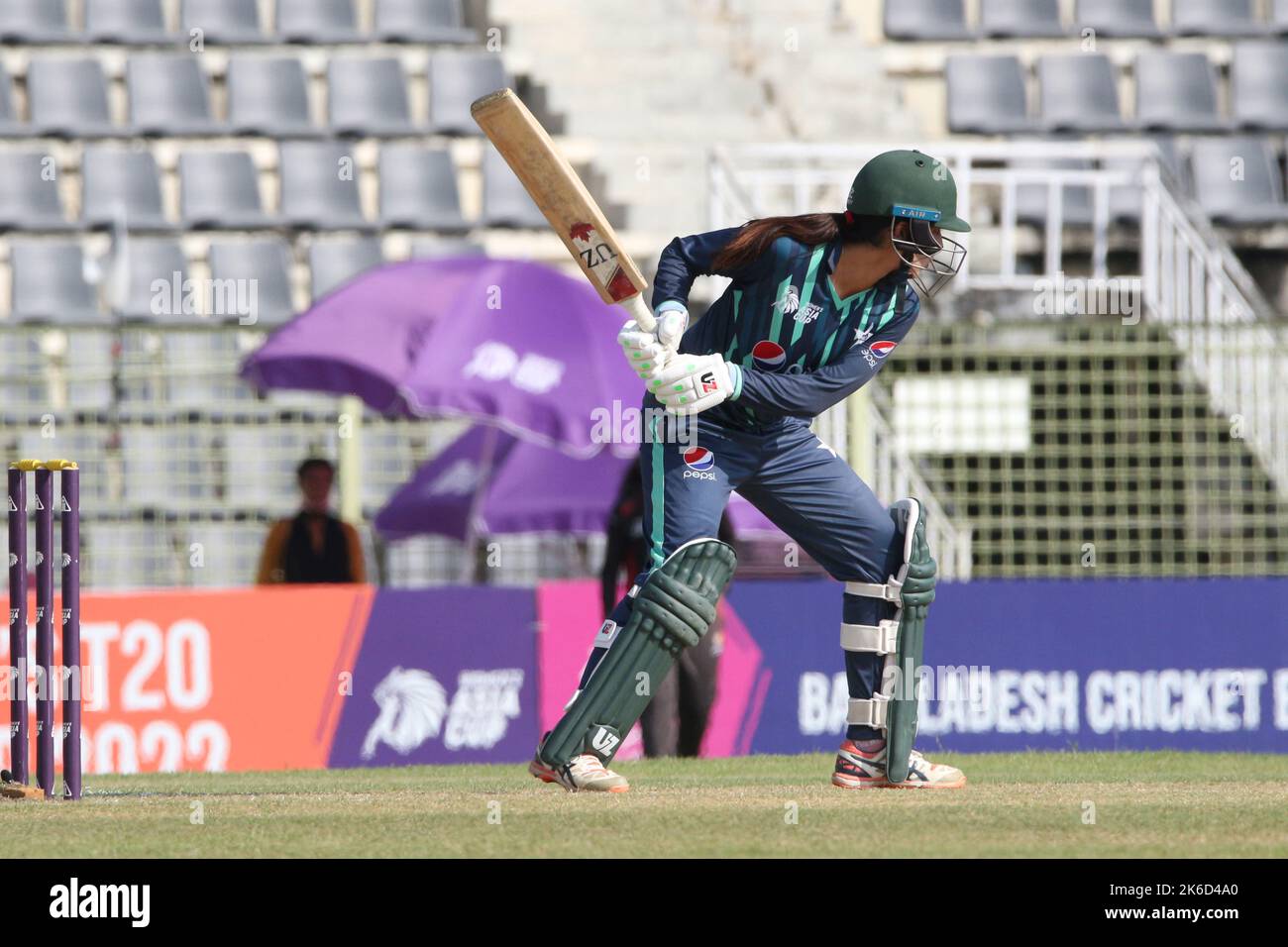 Sylhet, Bangladesh . 09th Oct, 2022. October 9, 2022, Sylhet, Bangladesh: Aliya Riaz of the Pakistan team in action during the match between Pakistan Vs UAE during the Women's T20 Cricket Asia Cup at Sylhet International Cricket Stadium, Bangladesh. on October 9, 2022, Sylhet, Bangladesh. (Photo by Md Rafayat Haque Khan/Eyepix Group/Sipa USA) Credit: Sipa USA/Alamy Live News Stock Photo