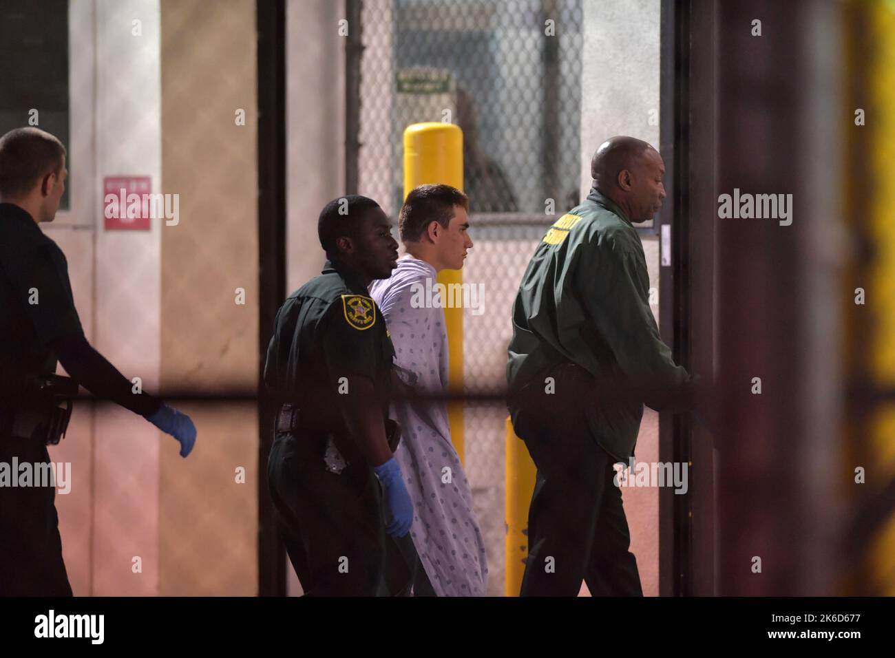 (EXCLUSIVE STILL PHOTOS) - NO SOCIAL MEDIA, INSTAGRAM, TWIITER OR FACEBOOK FORT LAUDERDALE, FL - FEBRUARY 14: Murder Suspect Nikolas Cruz, 19, Books Into Jail after School shooting at Marjory Stoneman Douglas High Which Killed 17 People on February 14, 2018 in Fort Lauderdale, People: Nikolas Cruz Credit: Storms Media Group/Alamy Live News Stock Photo