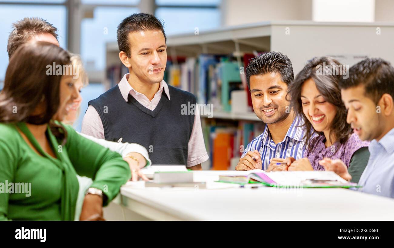 Adult Education: Group Study. A group of mature students working ...
