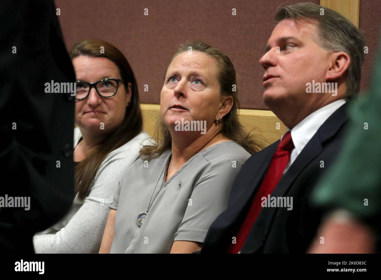 Fort Lauderdale, USA. 01st May, 2019. Debbi Hixon, the widow of victim Chris Hixon, in court for a hearing for Parkland school shooting suspect Nikolas Cruz at the Broward Courthouse in Fort Lauderdale, Fla. on Wednesday, May 1, 2019. Cruz was in court for a motion by the Public Defender's Office to withdraw from the case due to Cruz receiving an inheritance that can be used to pay for a private attorney. (Photo by Mike Stocker/South Florida Sun-Sentinel/TNS/Sipa USA) Credit: Sipa USA/Alamy Live News Stock Photo