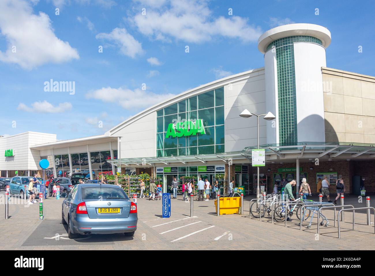 Entrance to Asda Rugby Superstore, Chapel Street, Rugby, Warwickshire, England, United Kingdom Stock Photo