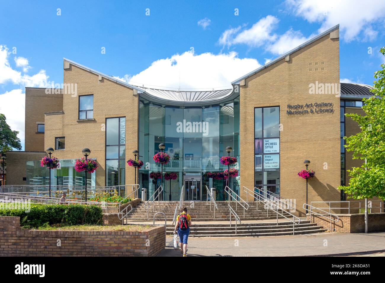 Entrance to Rugby Art Gallery Museum, Library & Visitor Centre, Little Elborow Street, Rugby, Warwickshire, England, United Kingdom Stock Photo