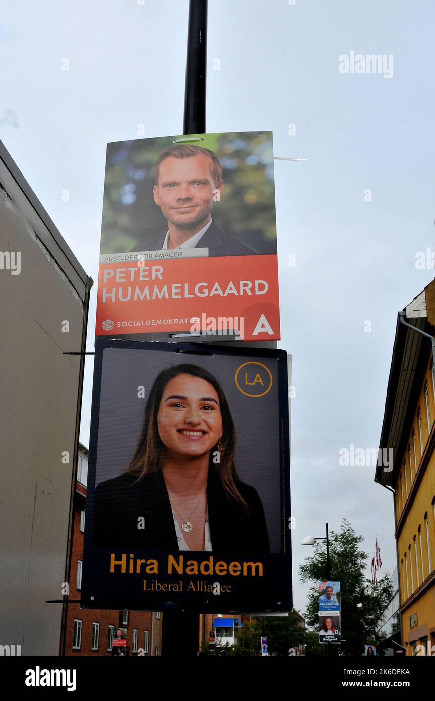 Copenahgen /Denmark/13 OIctober 2022/ Parliamentary elections campaign playcard of danish minister for labour Peter Hummelgaard and member of danish social demorat political party. (Photo. Francis Joseph Dean/Dean Pictures. Stock Photo