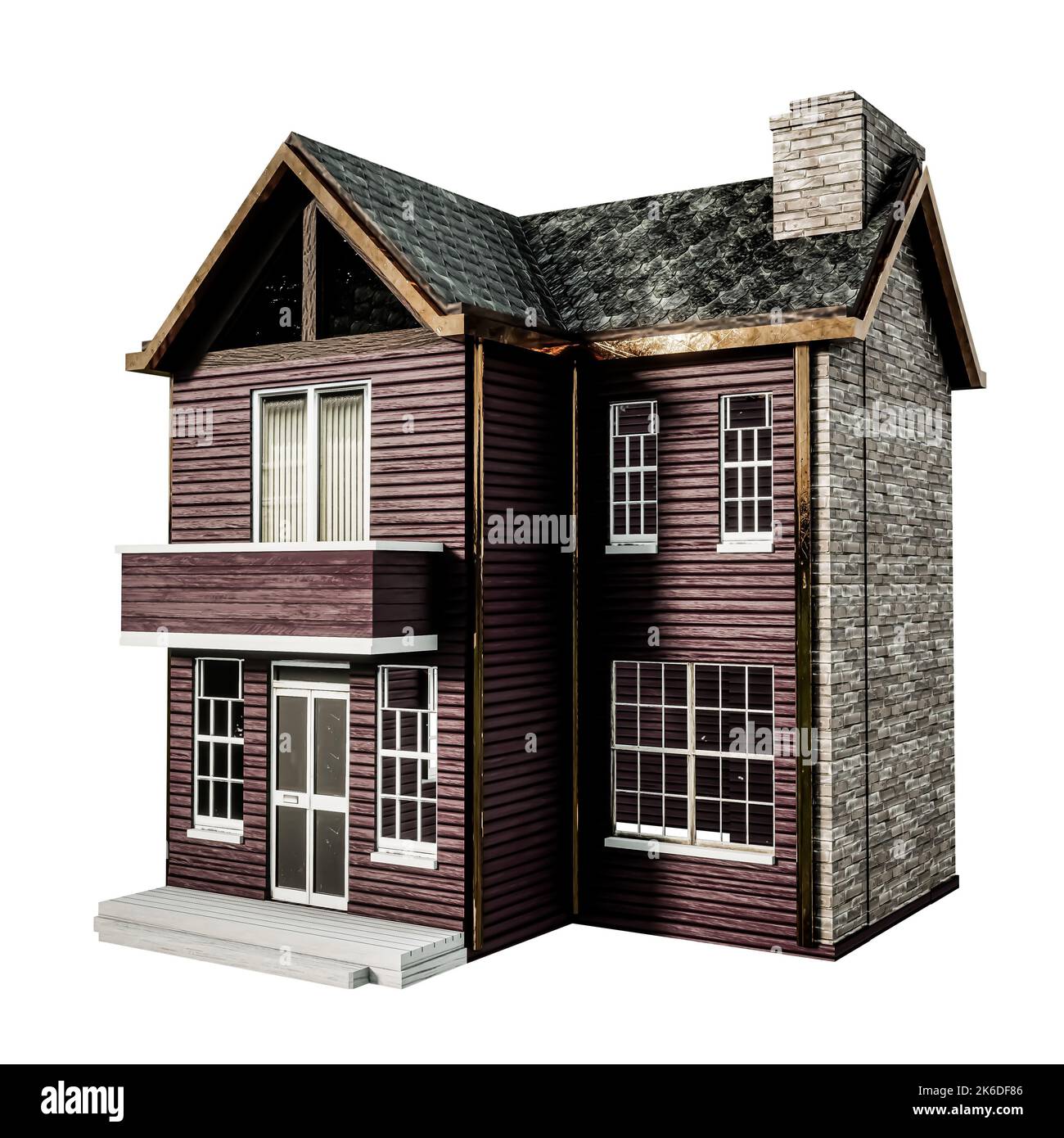 wooden house isolated on white background 3d illustration Stock Photo ...