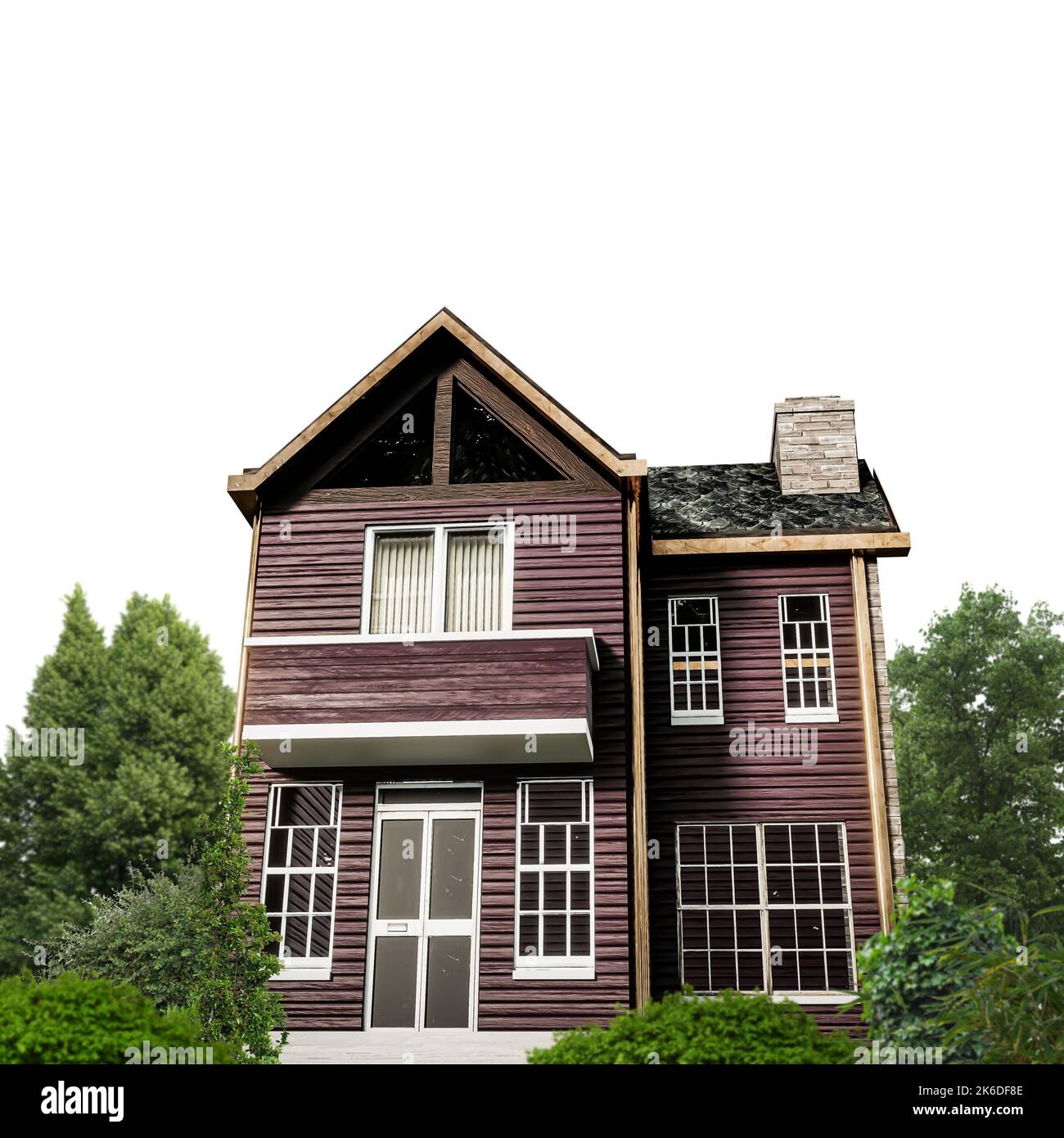 wooden house isolated on white background 3d illustration Stock Photo ...