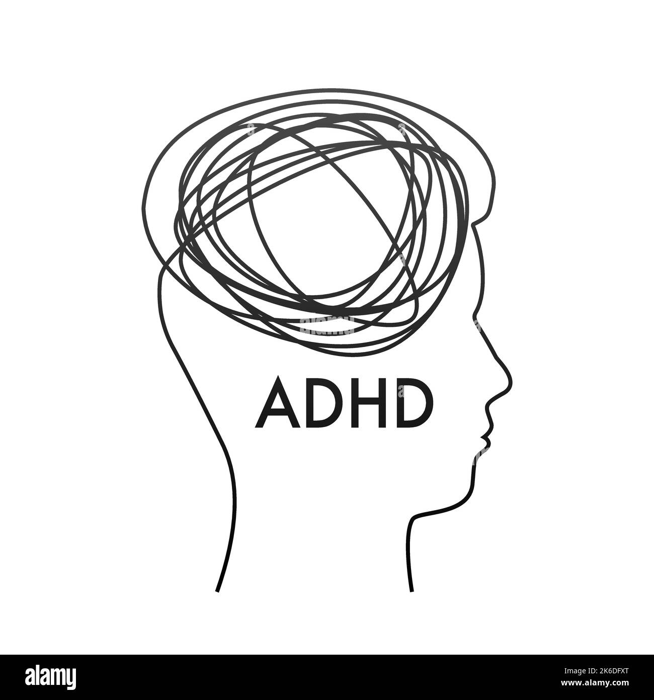ADHD Attention disorder. Prevent ADHD. Vector stock illustration. Stock Vector