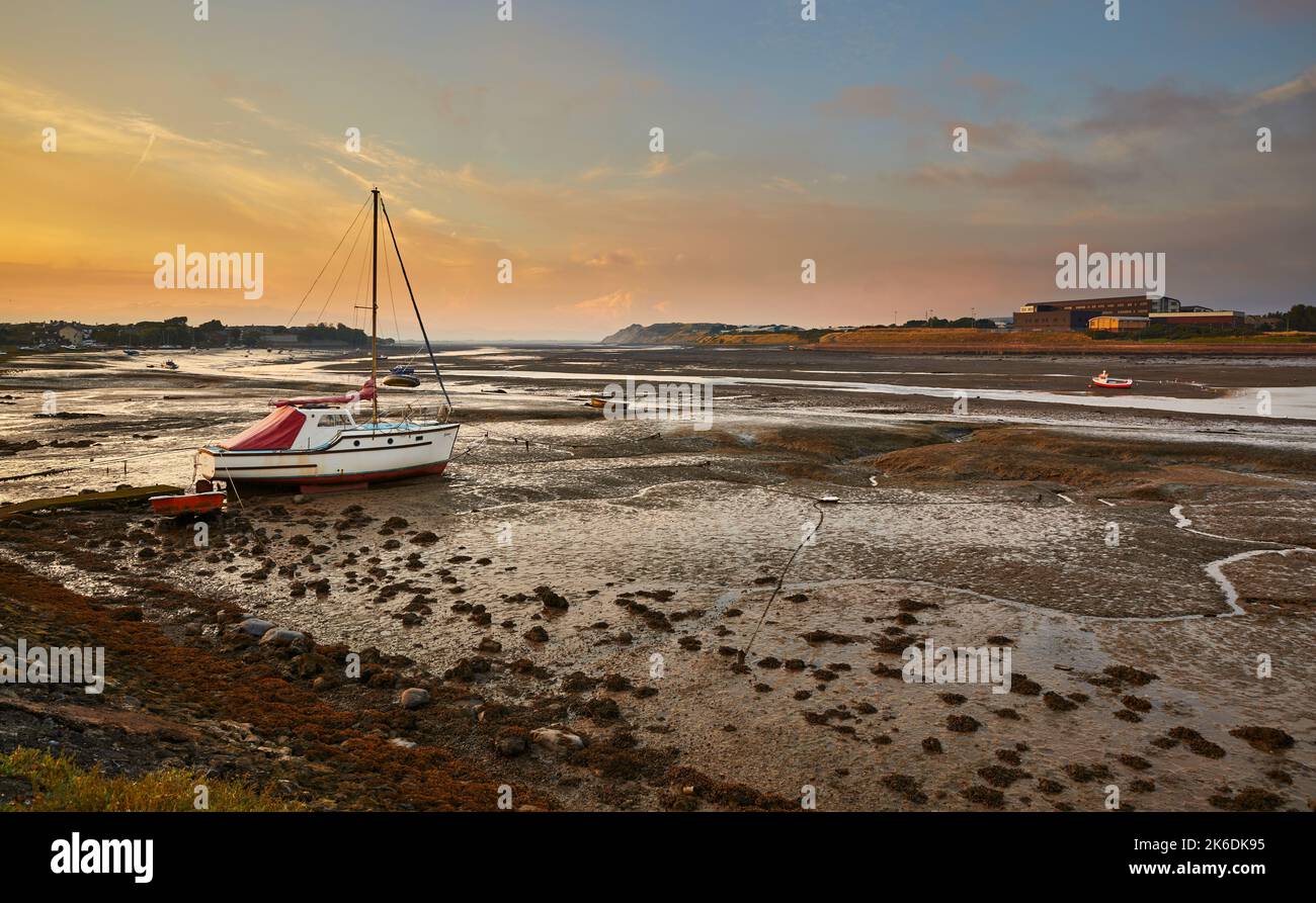 A rusty shipwreck at the beach of the Walney Channel in Roa Island, Cumbria, England, UK Stock Photo