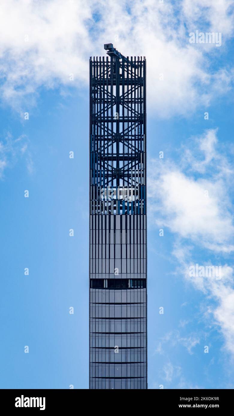 detail of 111 West 57th Street, also known as Steinway Tower, supertall residential skyscraper, Manhattan, New York City, USA Stock Photo