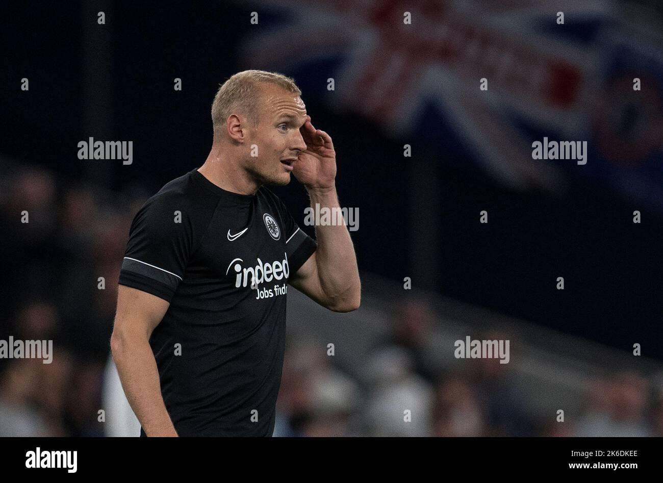 London, UK. 12th Oct, 2022. Sebastian Rode (C) of Eintracht Frankfurt looks on. UEFA Champions league, group D match, Tottenham Hotspur v Eintracht Frankfurt at the Tottenham Hotspur Stadium in London on Wednesday 12th October 2022. this image may only be used for Editorial purposes. Editorial use only, license required for commercial use. No use in betting, games or a single club/league/player publications. pic by Sandra Mailer/Andrew Orchard sports photography/Alamy Live news Credit: Andrew Orchard sports photography/Alamy Live News Stock Photo