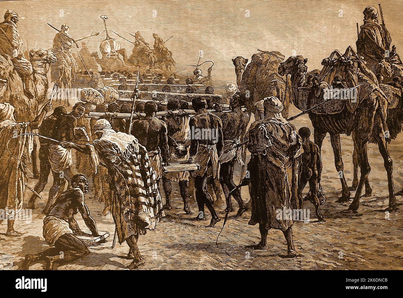 An 1890's illustration of an African gang of slave traders on the move