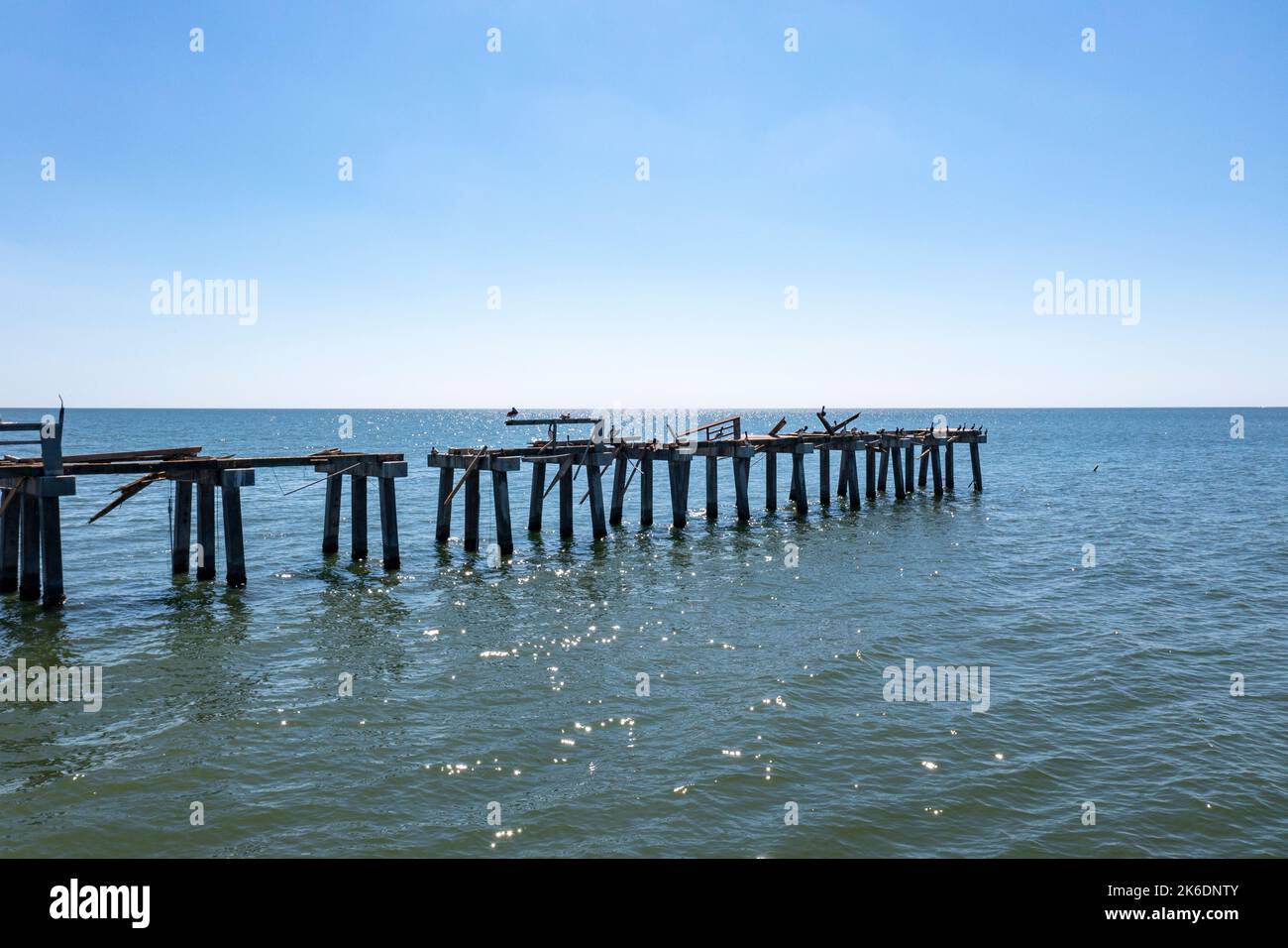 Naples Pier after Hurricane Ian 2022. Heavy damage and destruction