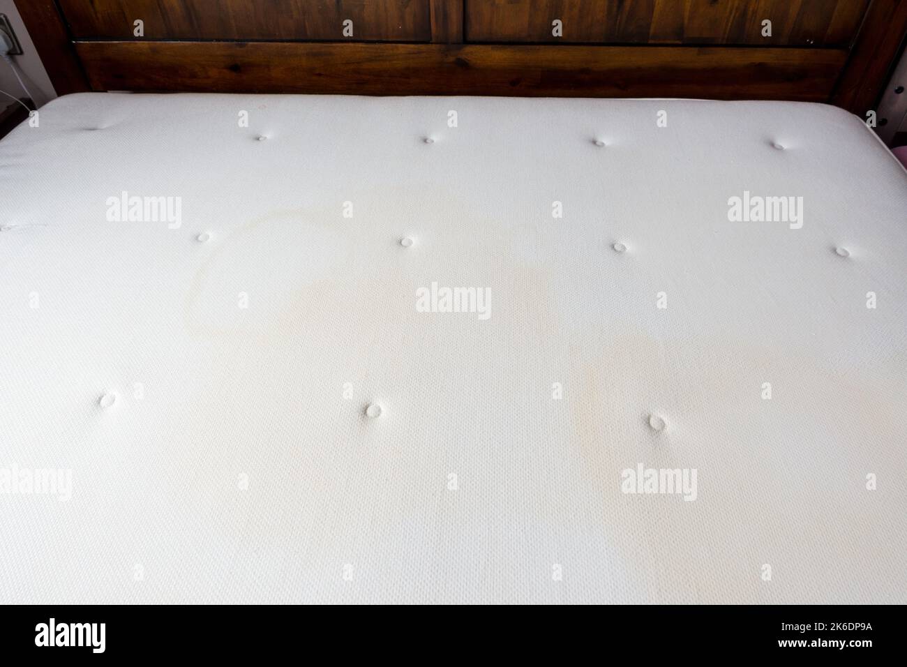 Cleaning a soiled bed mattress Stock Photo