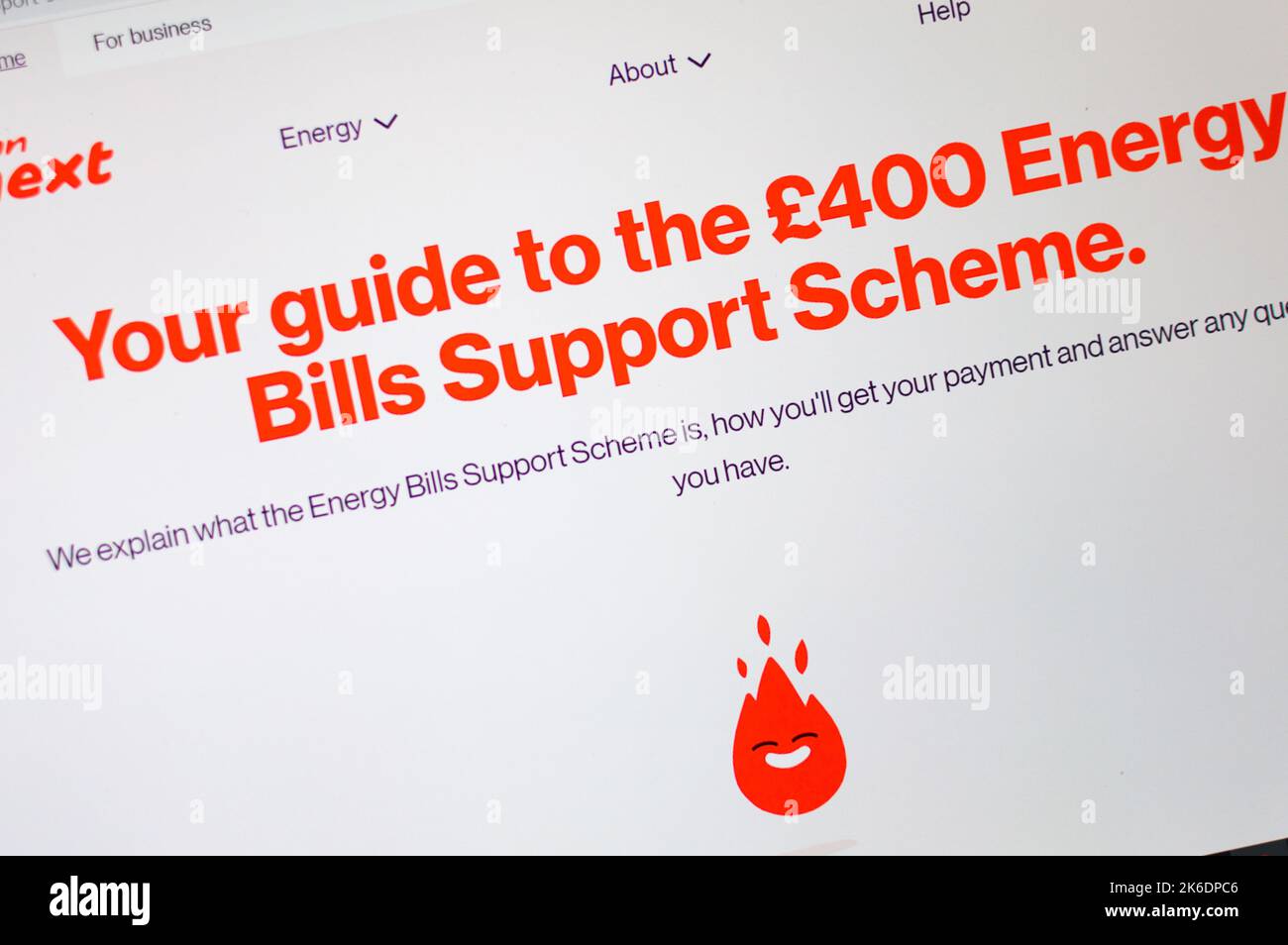 Energy bill support, the £400 energy grant from the UK government instalment to consumer paying by Direct Debit by reducing the outgoing amount Stock Photo