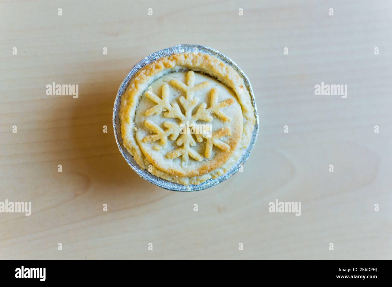 Isolated minced pie with festival decoration Stock Photo