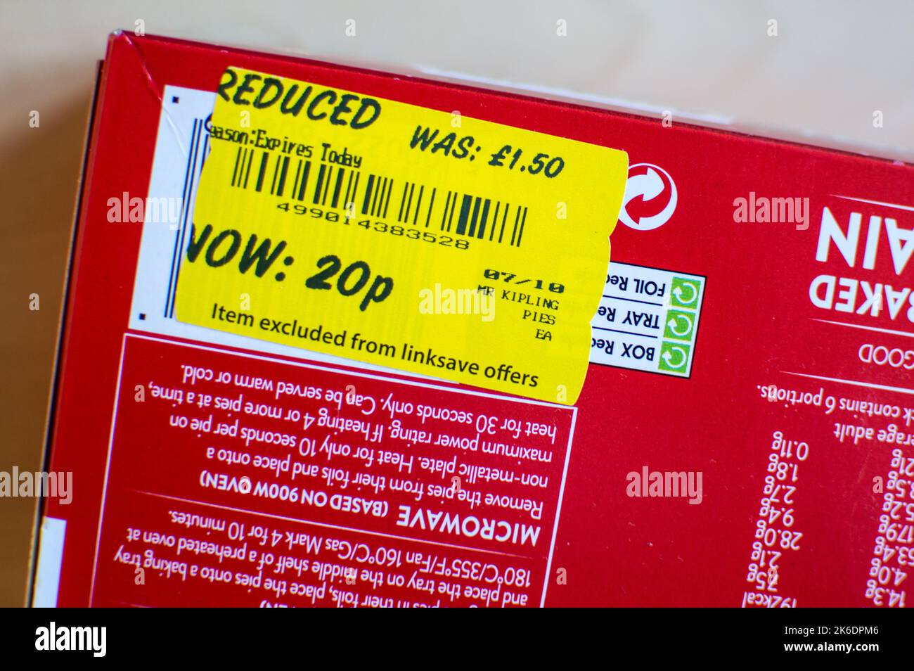 Yellow sticker food reduced to clear expiring today Stock Photo