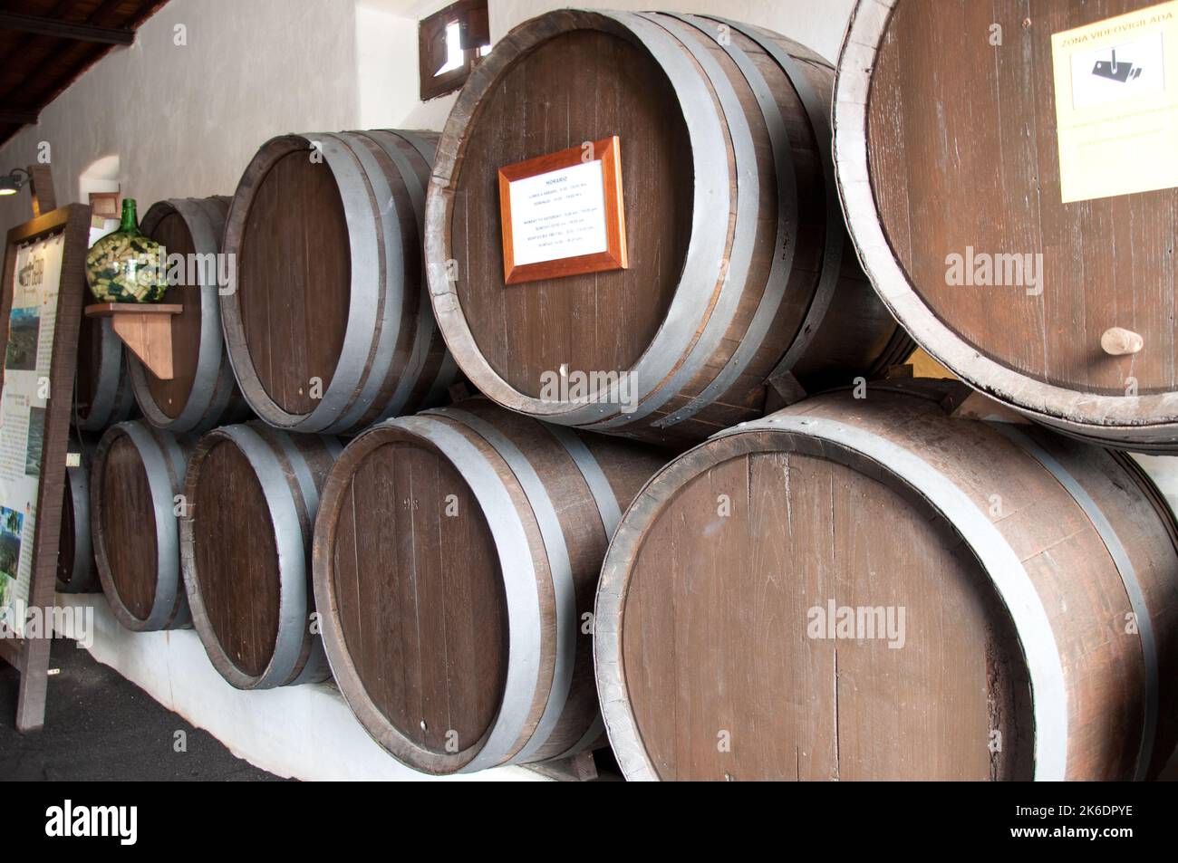 Wine vats, La Geria Vinery, Lanzarote, Canary Islands Stock Photo