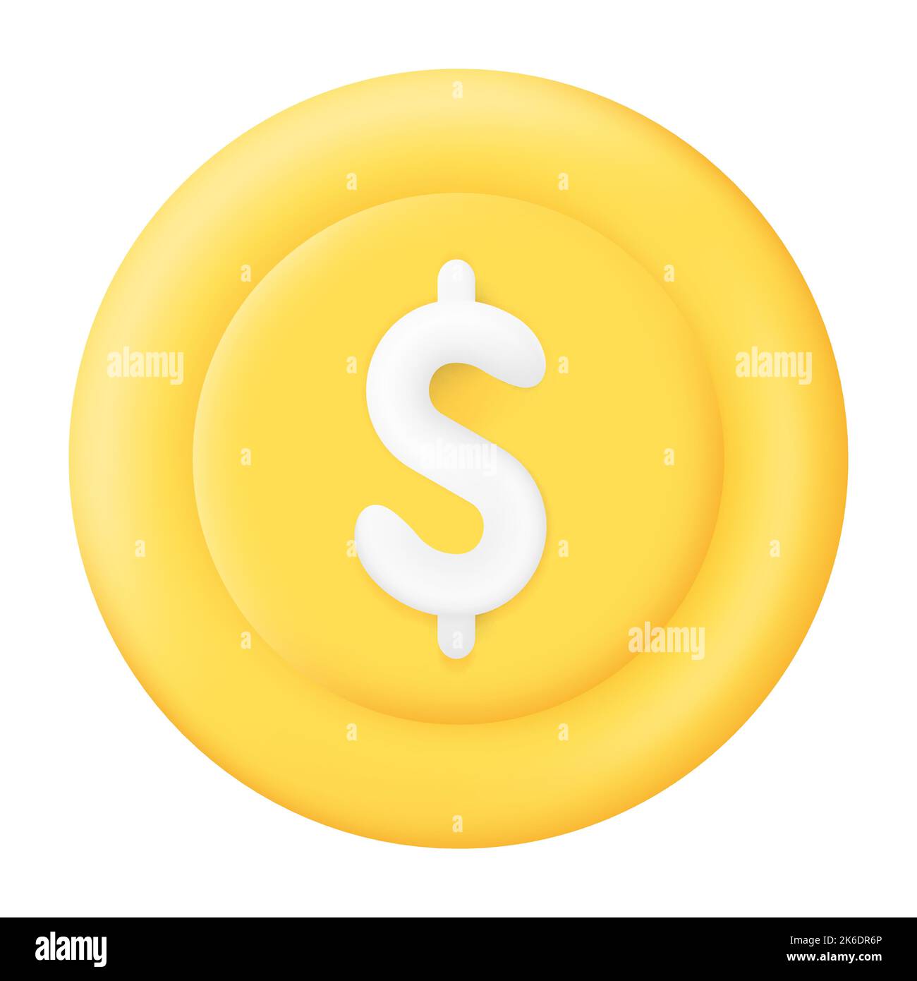 Dollar Gold Coin Isolated on White Background. 3D Vector illustration ...