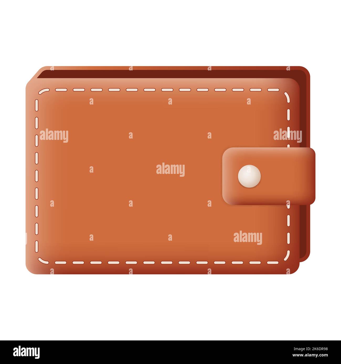 Brown Wallet Isolated on White Background. 3D Vector illustration Stock Vector