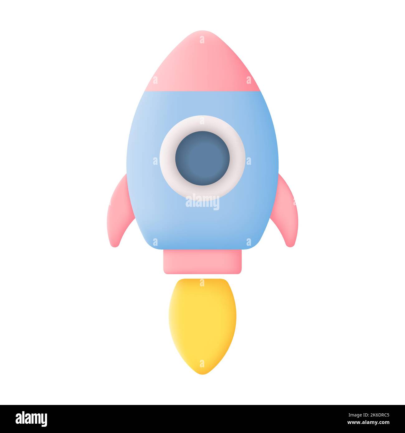 Spaceship Rocket Isolated on White Background. 3D Vector illustration Stock Vector