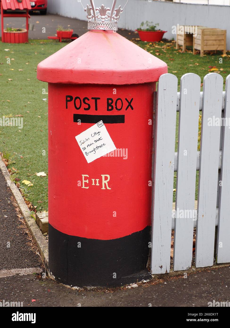 Broughshane views, fake post box Stock Photo