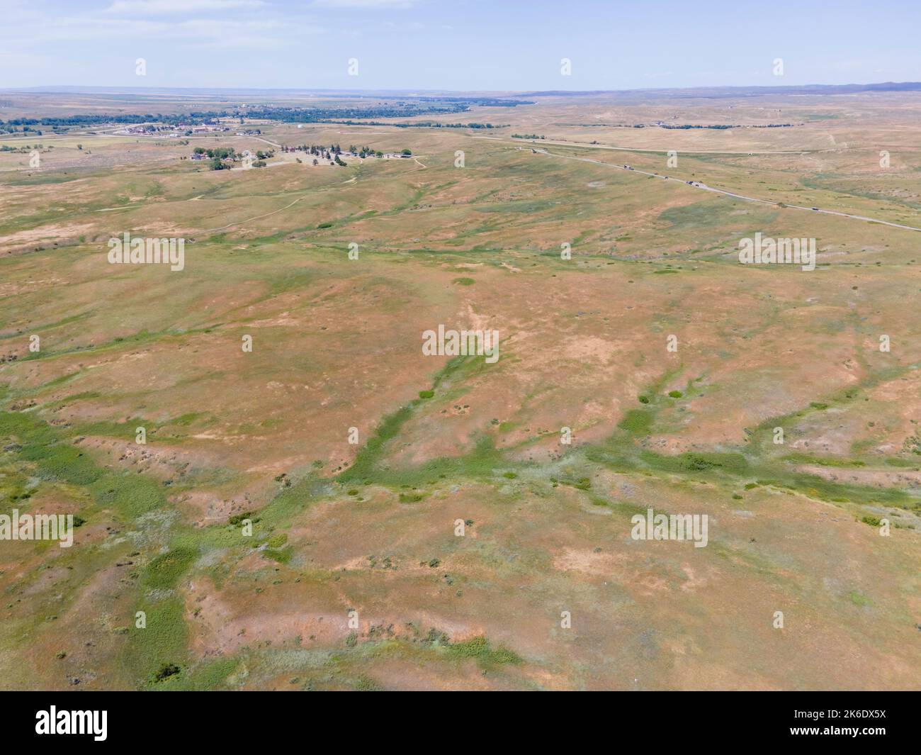 Aerial photograph of the Little Bighorn Battlefield National Monument