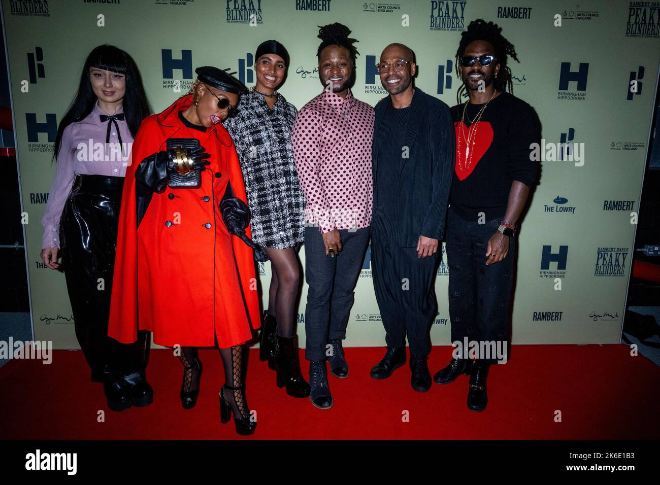London, UK.  13 October 2022. Nange Magro, Janelle Monáe , Roman GianArthur, Benoit Swan Pouffer, Artistic Director Rambert, at the London opening of Rambert’s Peaky Blinders: The Redemption of Thomas Shelby at Troubadour Wembley Park Theatre.  The show runs to 6th November 2022.  Credit: Stephen Chung / EMPICS / Alamy Live News Stock Photo