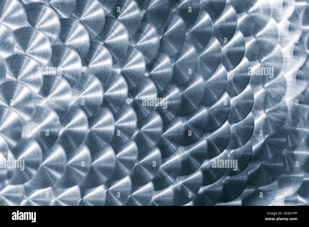Blue metallic texture background with round patterns Stock Photo