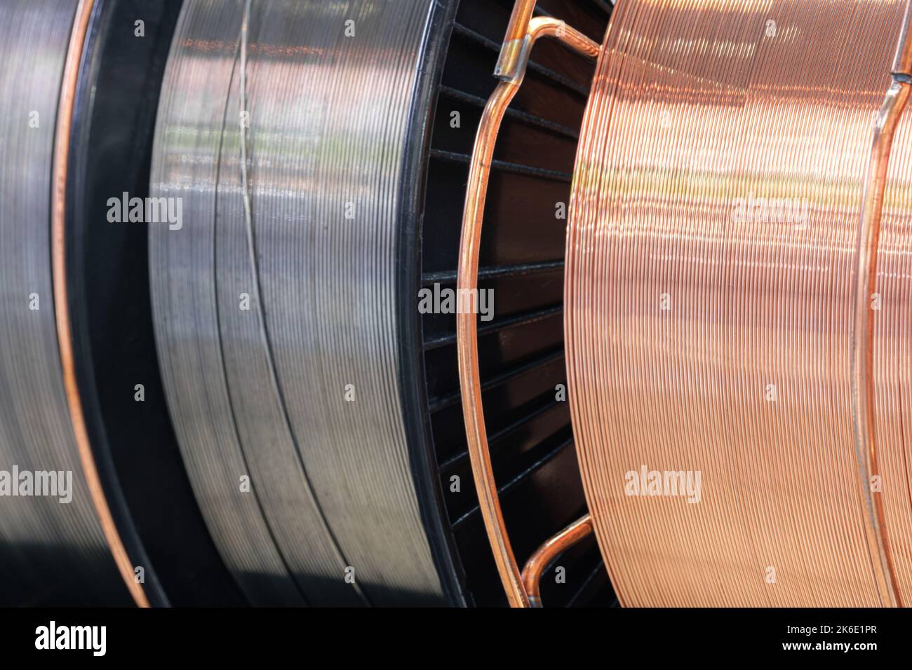 Coil of copper wire for welding tools and other industrial applications
