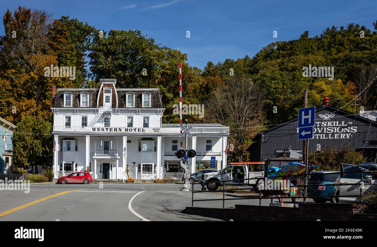 Callicoon, NY / USA October 12, 2022 Historic Western Hotel on a