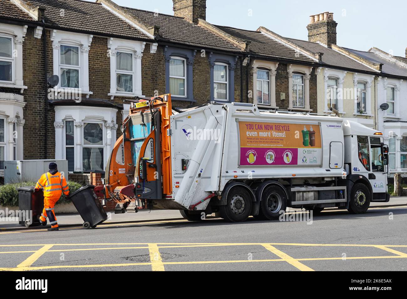 Waste collection on residential street in London England United Kingdom UK Stock Photo