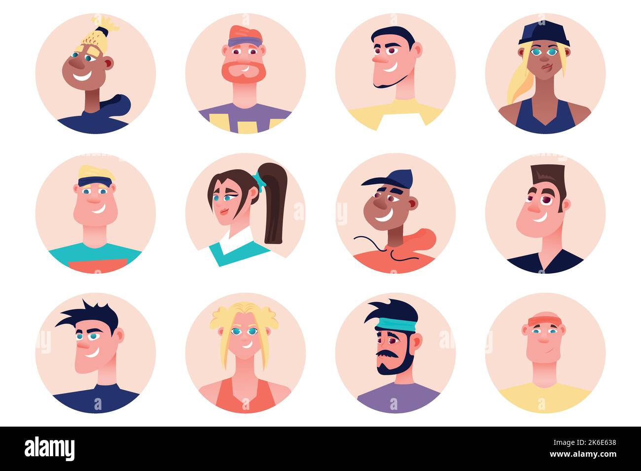 Fitness people avatars isolated set. Diverse sportsmen and sportswomen ...