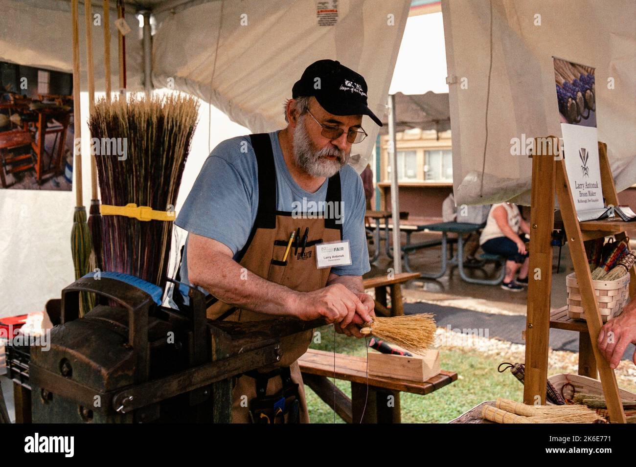 Craftsman Larry Antonuk demonstrates the construction and use of one of
