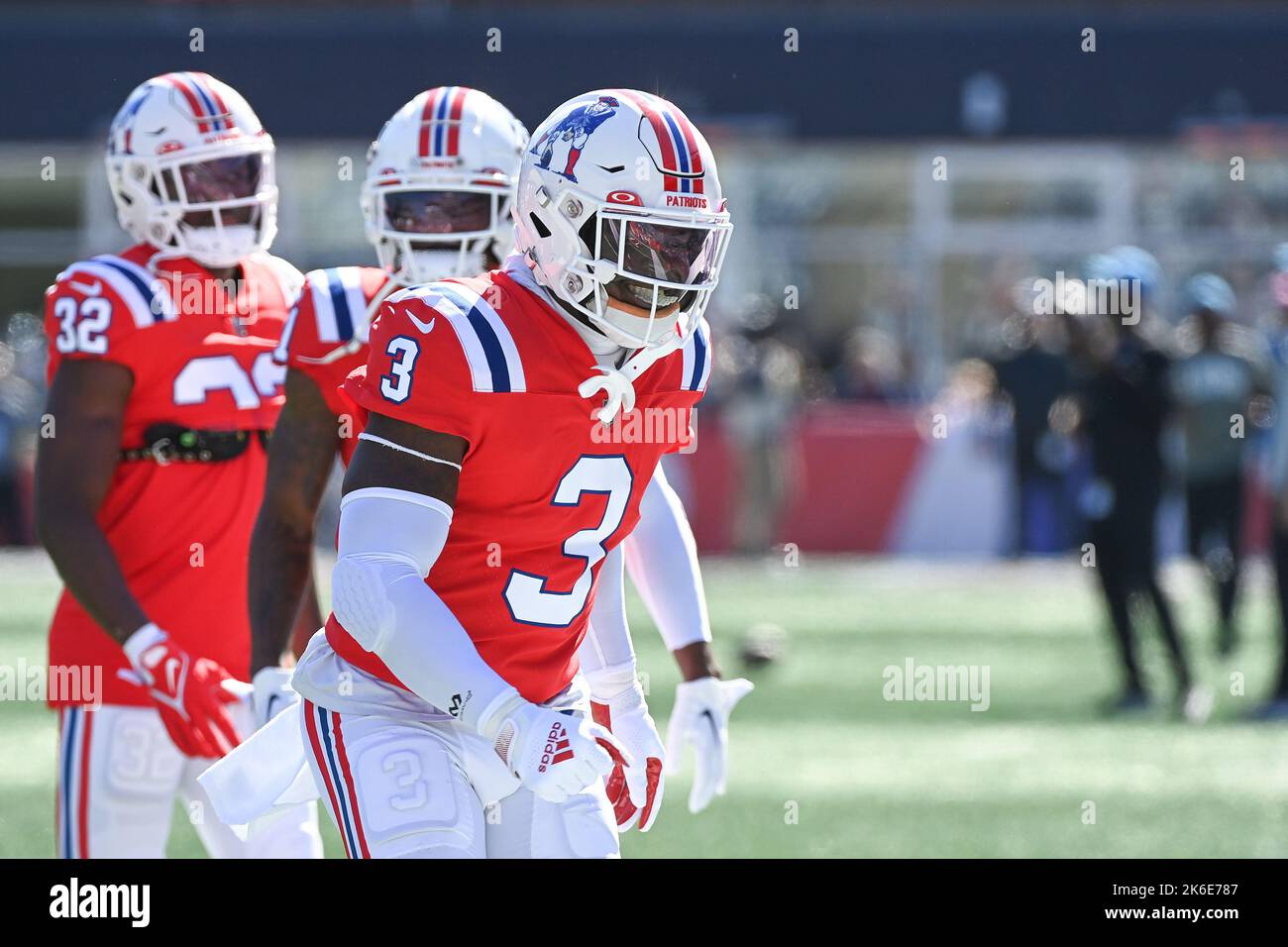 New England Patriots safety Jabrill Peppers (3) lines up against the  Arizona Cardinals during the first half of an NFL football game, Monday,  Dec. 12, 2022, in Glendale, Ariz. (AP Photo/Rick Scuteri