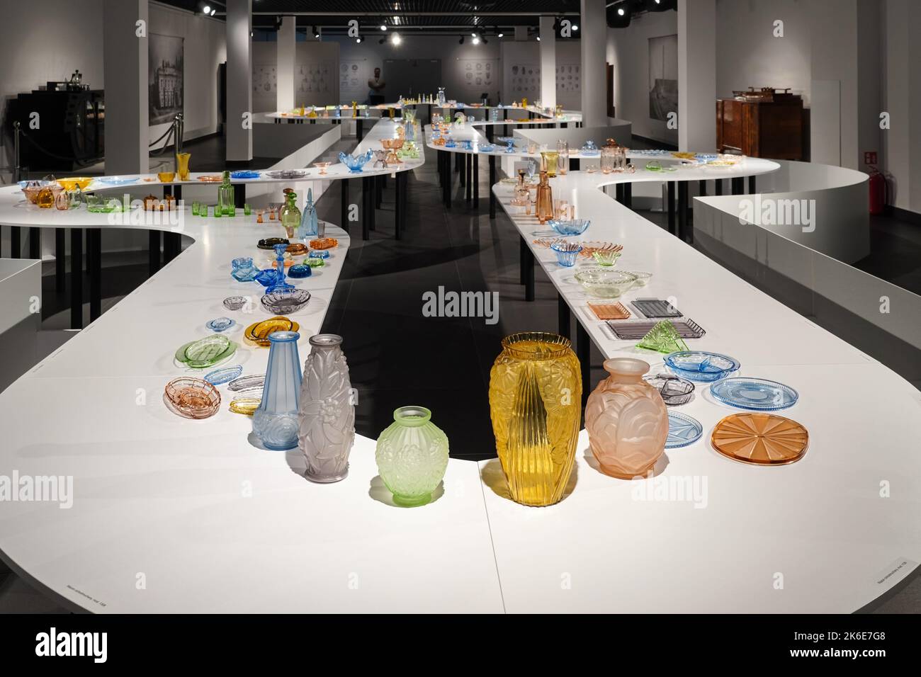 Glass exhibition in the Mazovian Museum, Art Déco collection, Plock, Poland Stock Photo