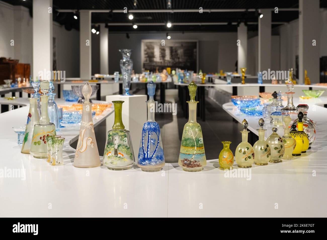 Glass exhibition in the Mazovian Museum, Art Déco collection, Plock, Poland Stock Photo