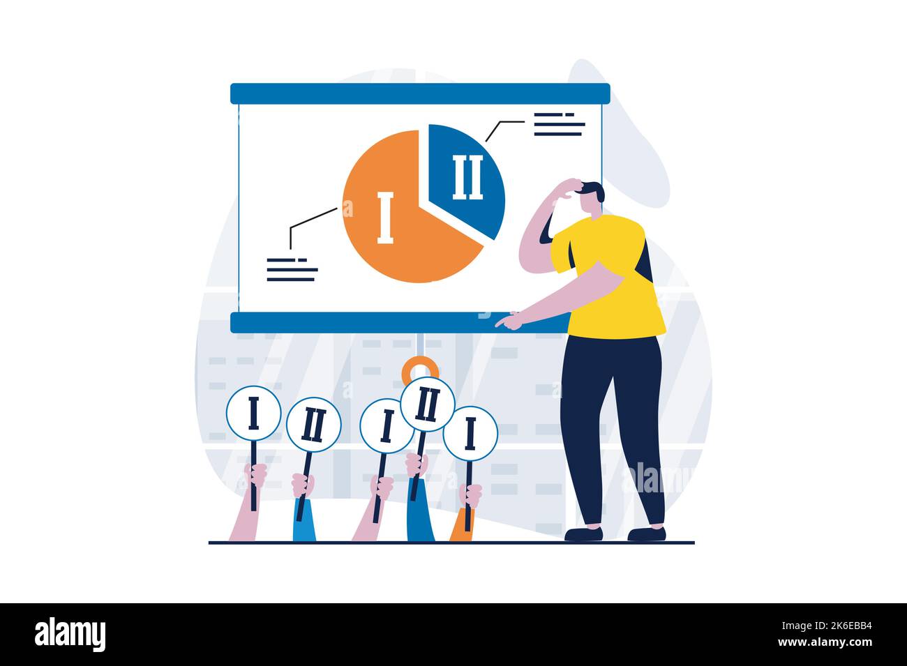 Finding solution concept with people scene in flat cartoon design. Man ...