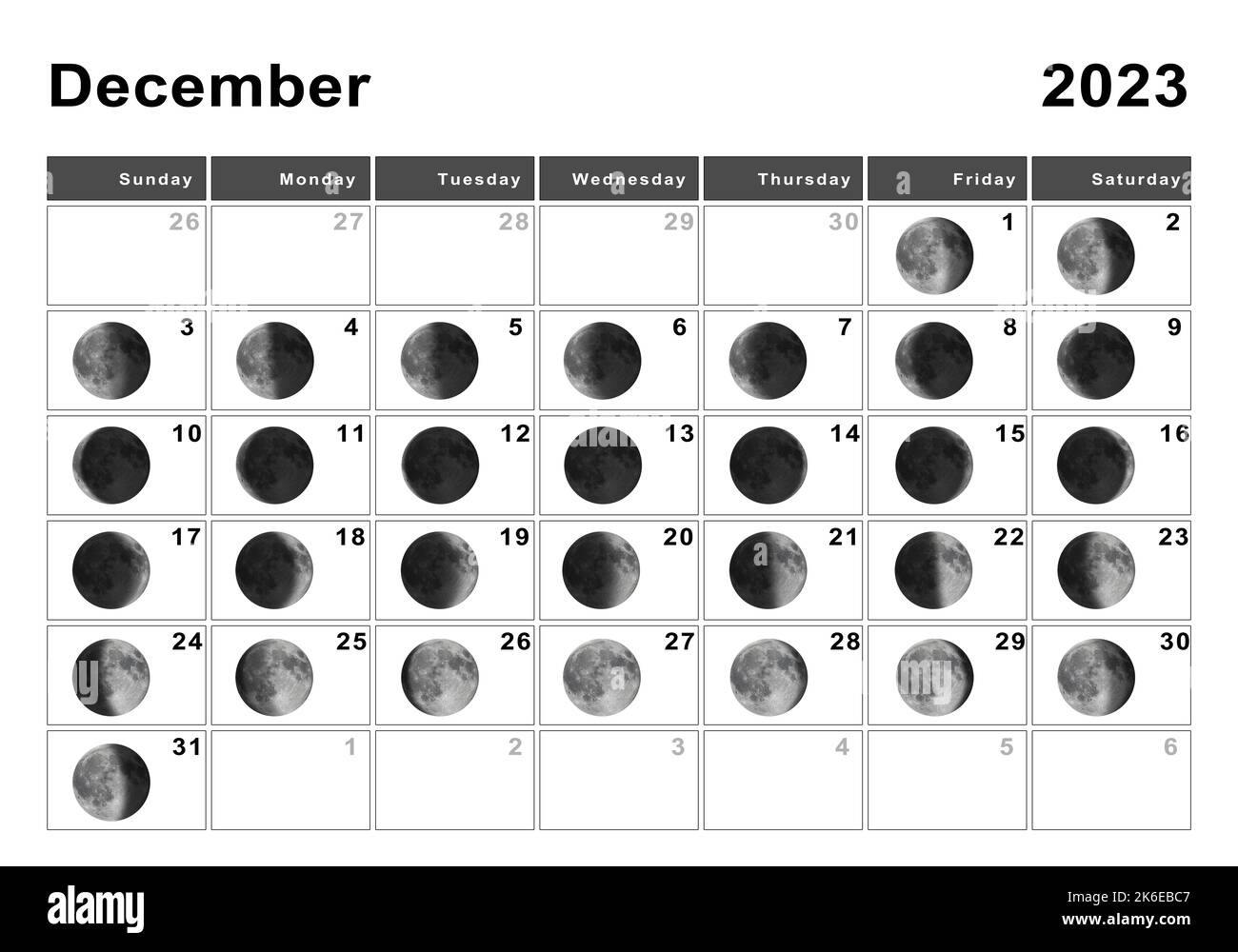 December 2023 moon phases