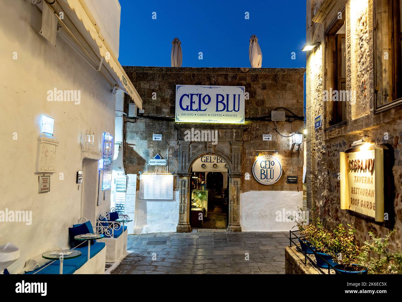 The Village of Lindos at Night Rhodes Greek Islands Stock Photo - Alamy