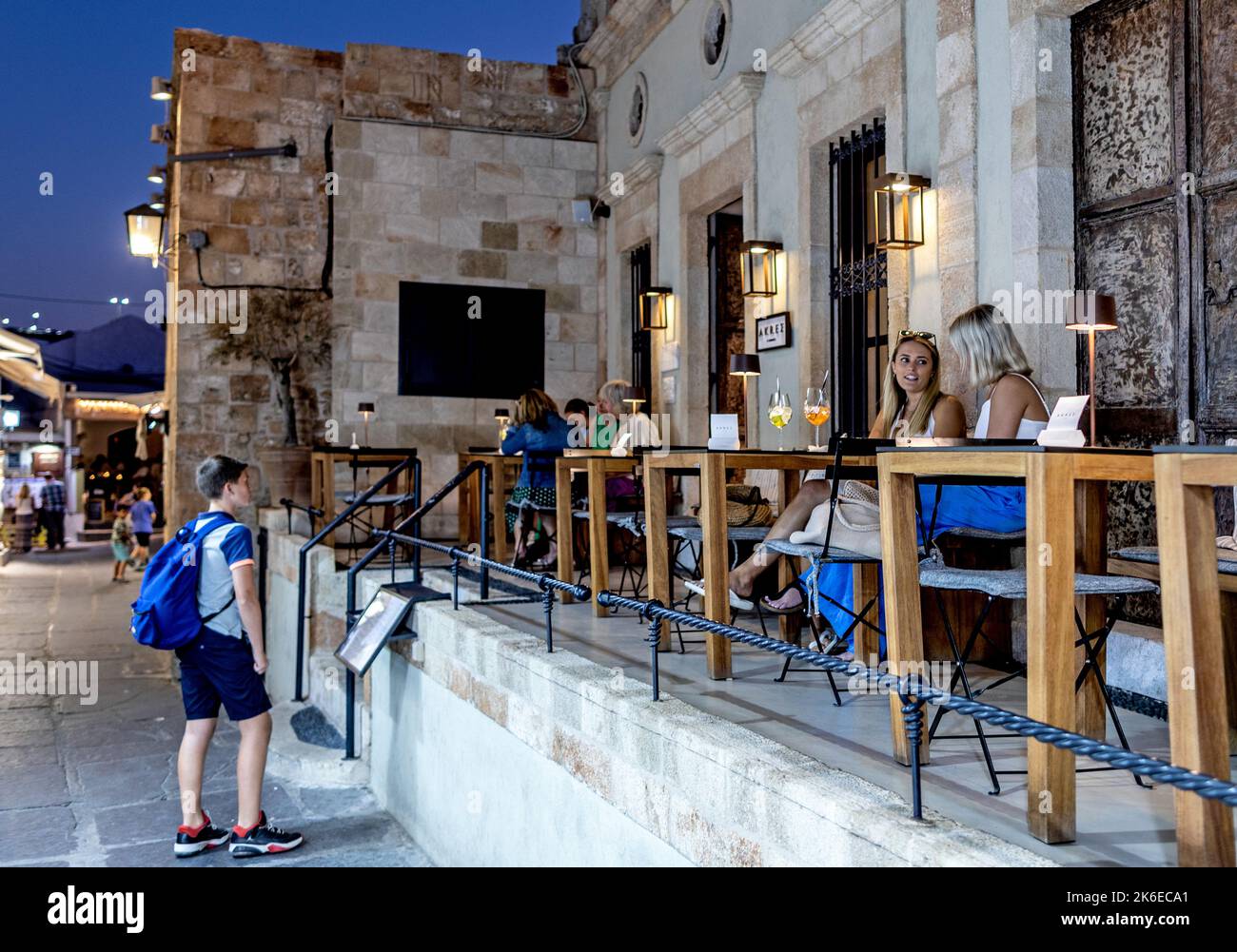The Village of Lindos at Night Rhodes Greek Islands Stock Photo - Alamy