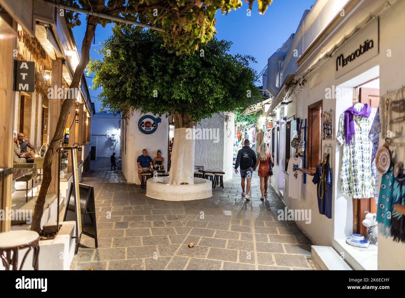 The Village of Lindos at Night Rhodes Greek Islands Stock Photo - Alamy