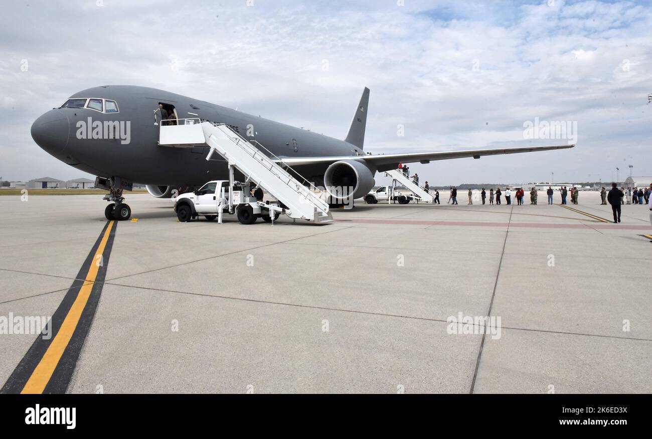 A KC46A Pegasus from McConnell Air Force Base, Kansas stopped at